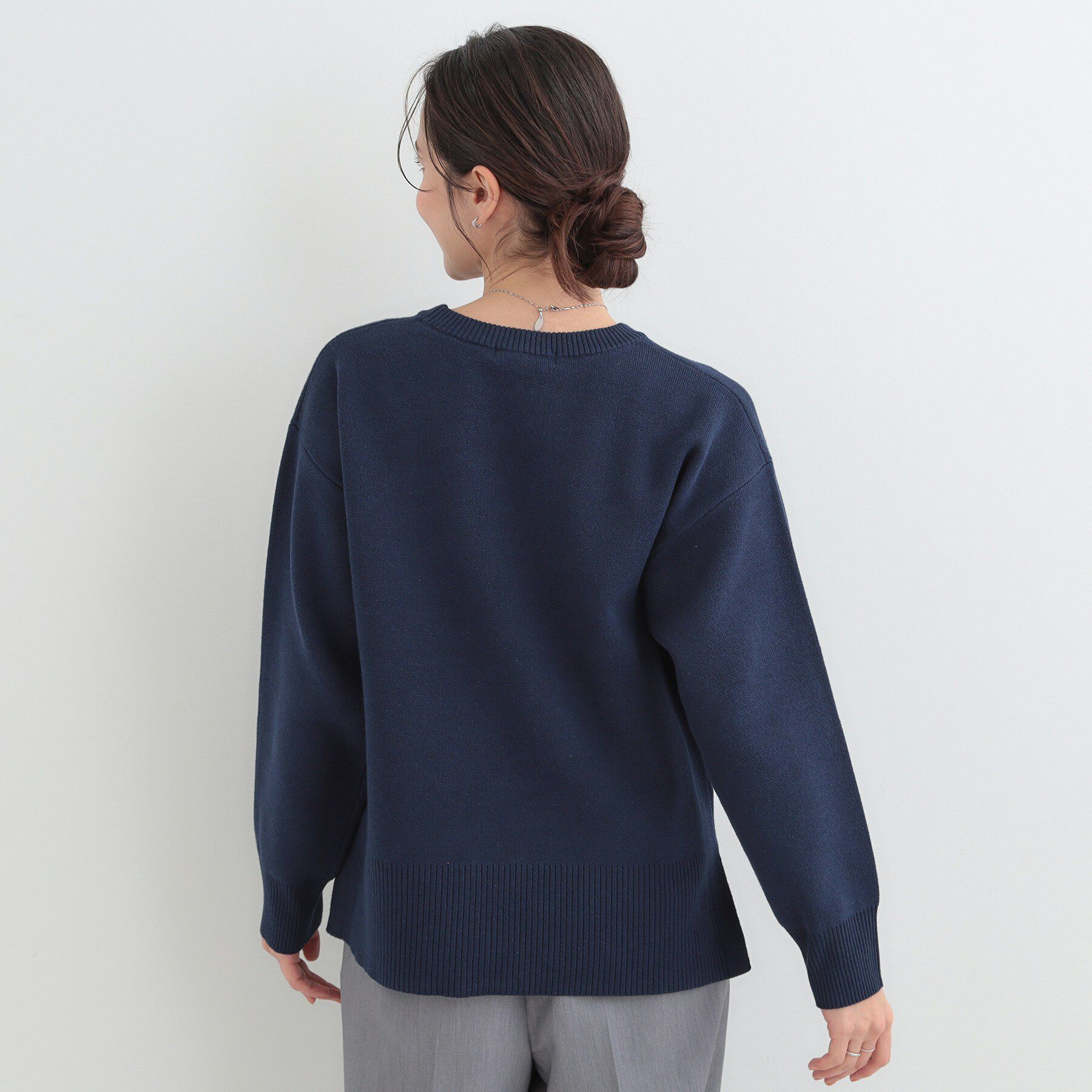 SHOO･LA･RUE「【S-LL/洗濯機可/体型カバー】コットン混で肌当たりがよい スウェットライクニット」|ニット・セーター|