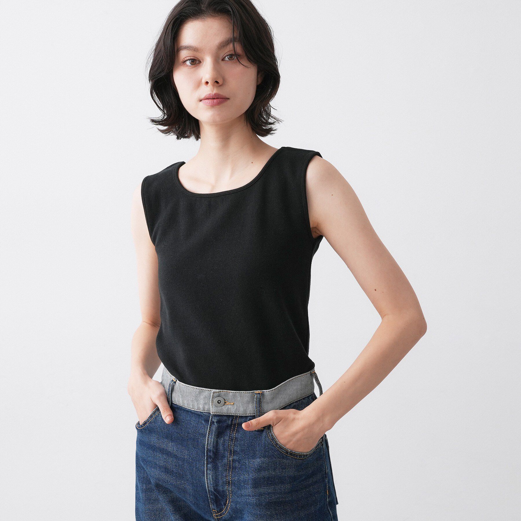 Dessin「【洗える】リブスクエアタンクトップ」|キャミソール|