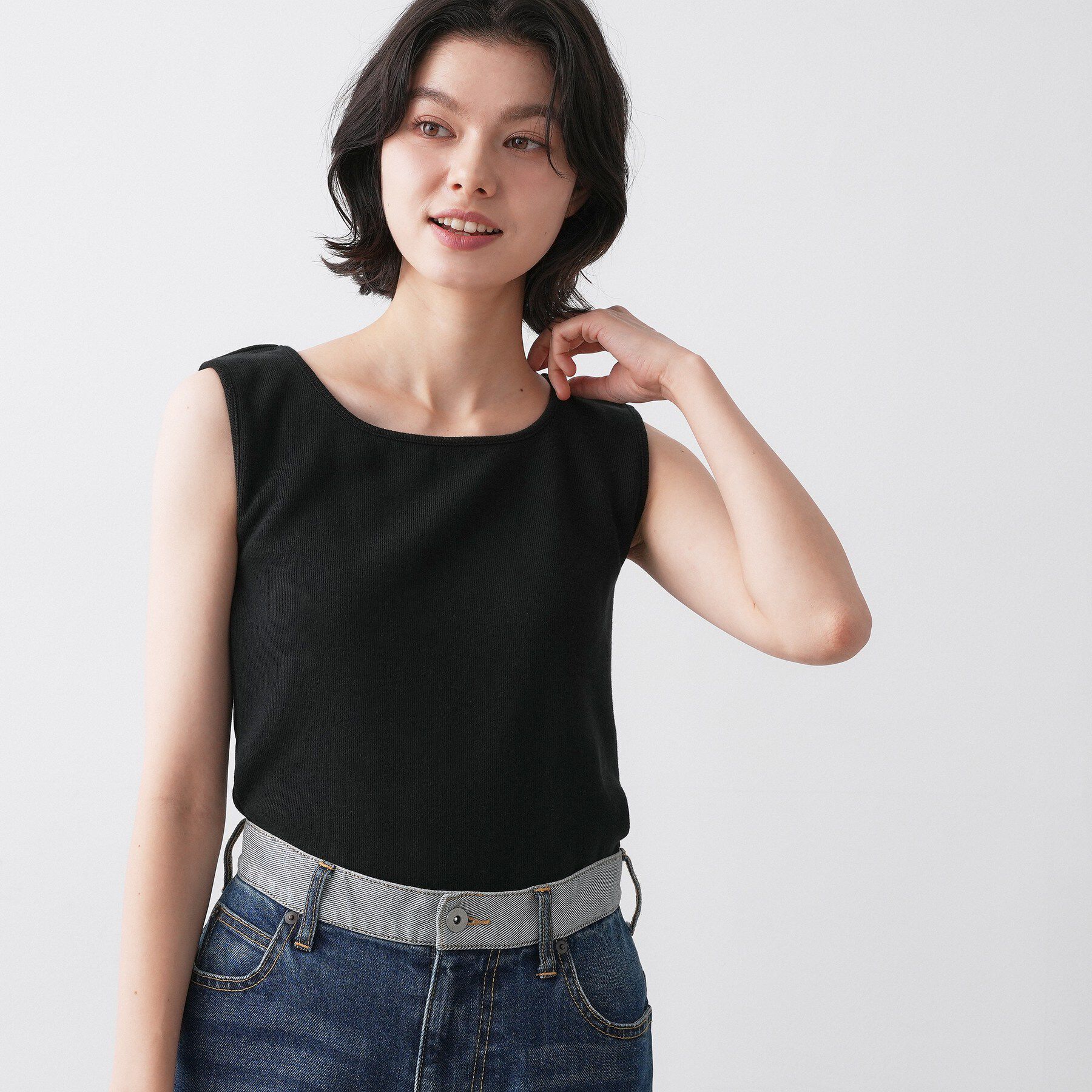 Dessin「【洗える】リブスクエアタンクトップ」|キャミソール|ブラック(019)