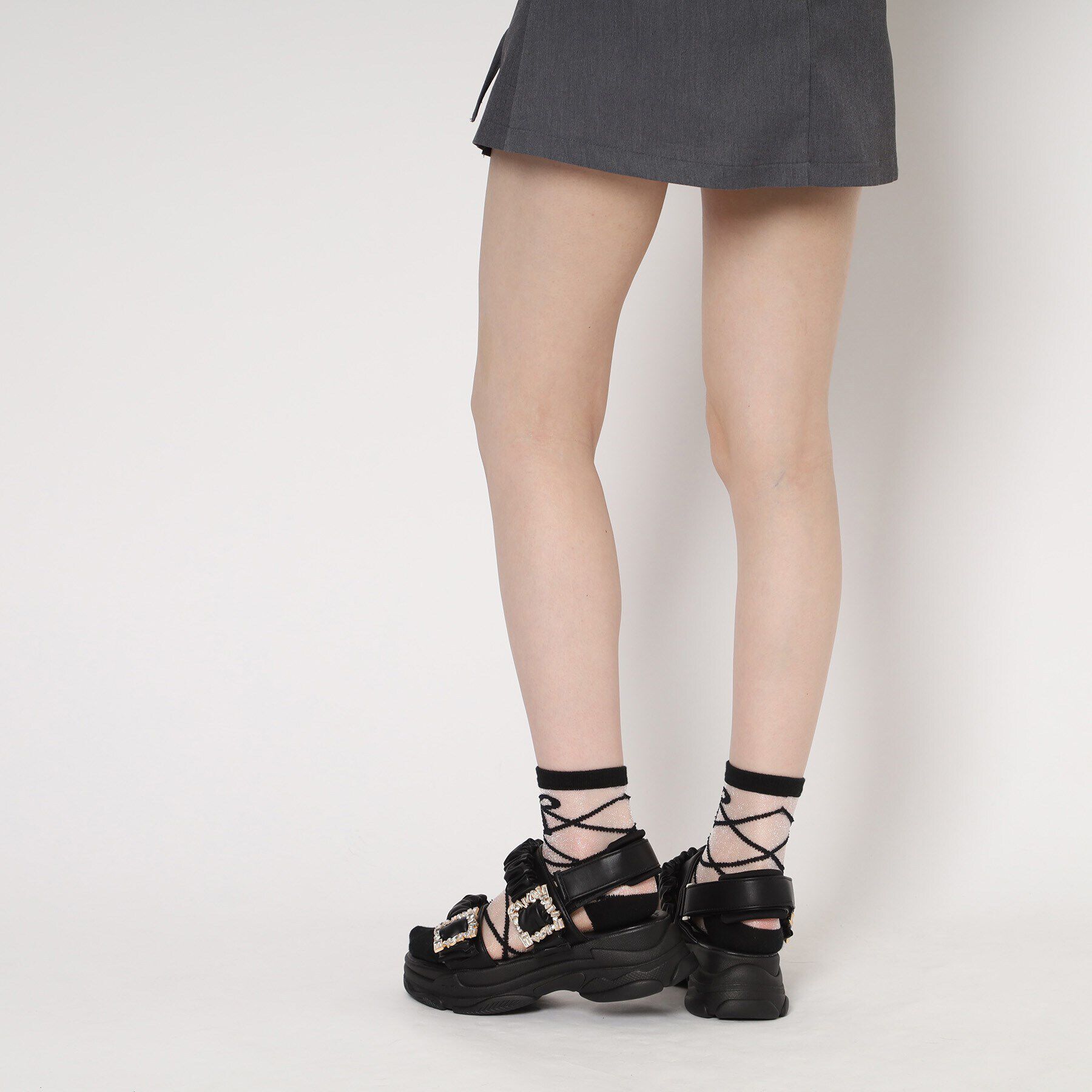 csT&P「厚底 ギャザーベルトビジューバックルサンダル」|サンダル|