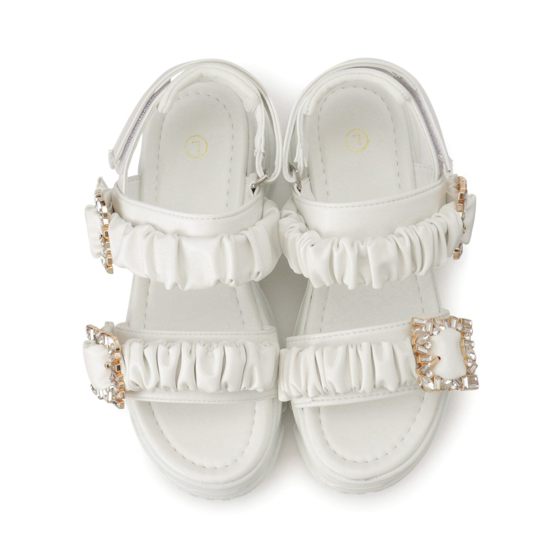 csT&P「厚底 ギャザーベルトビジューバックルサンダル」|サンダル|