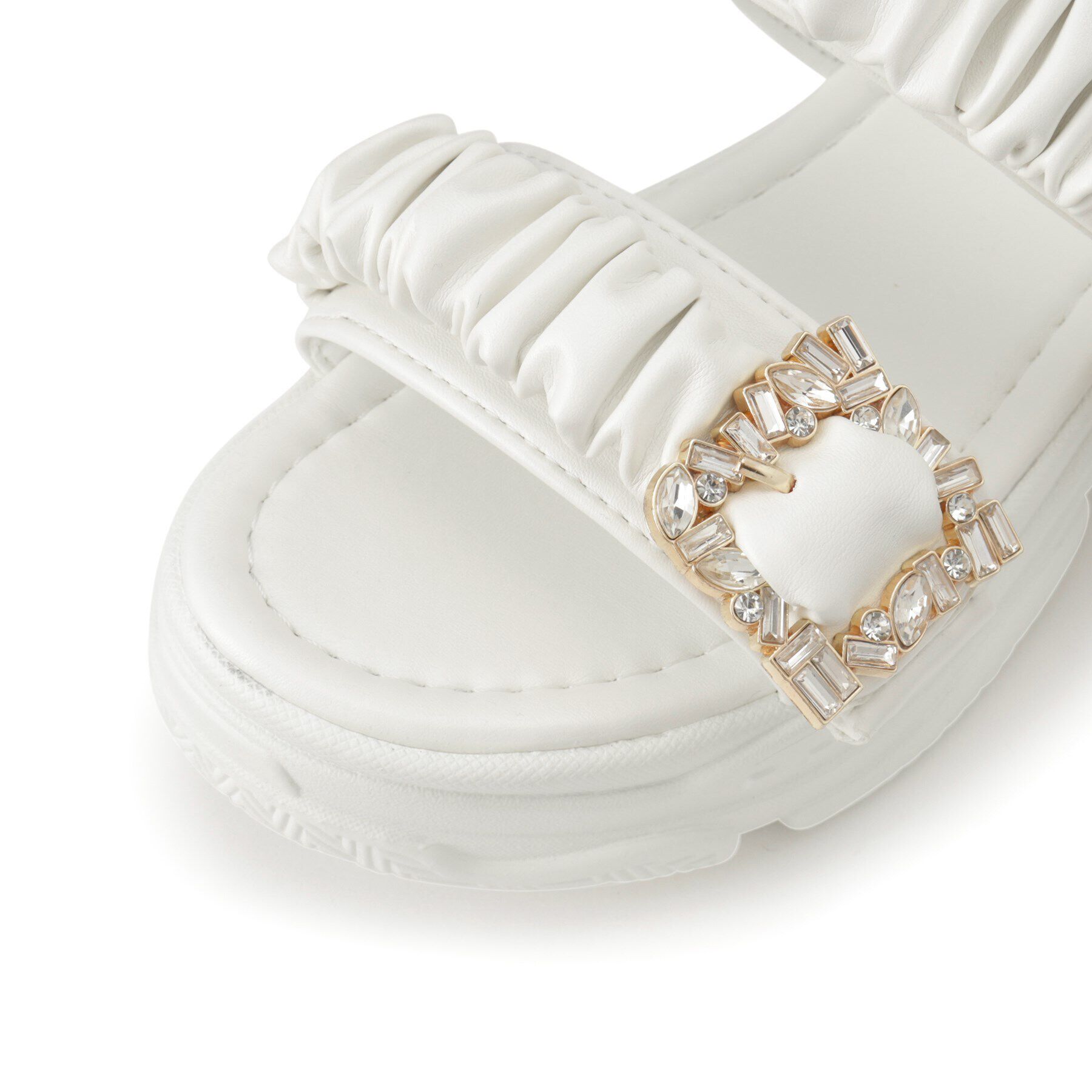 csT&P「厚底 ギャザーベルトビジューバックルサンダル」|サンダル|