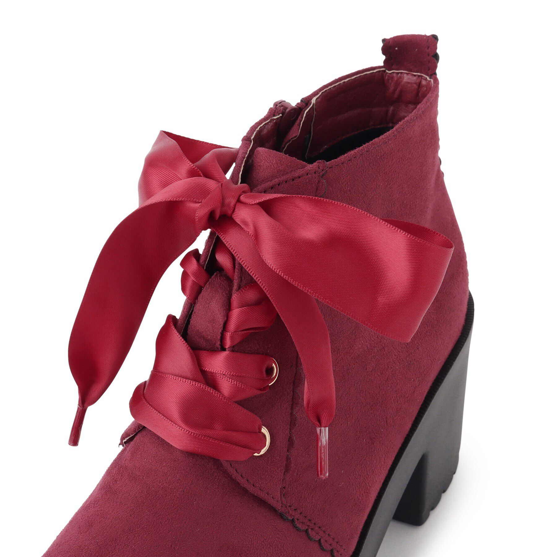 csT&P「厚底ガーリーレースアップフラワーカットブーツ」|ショートブーツ|