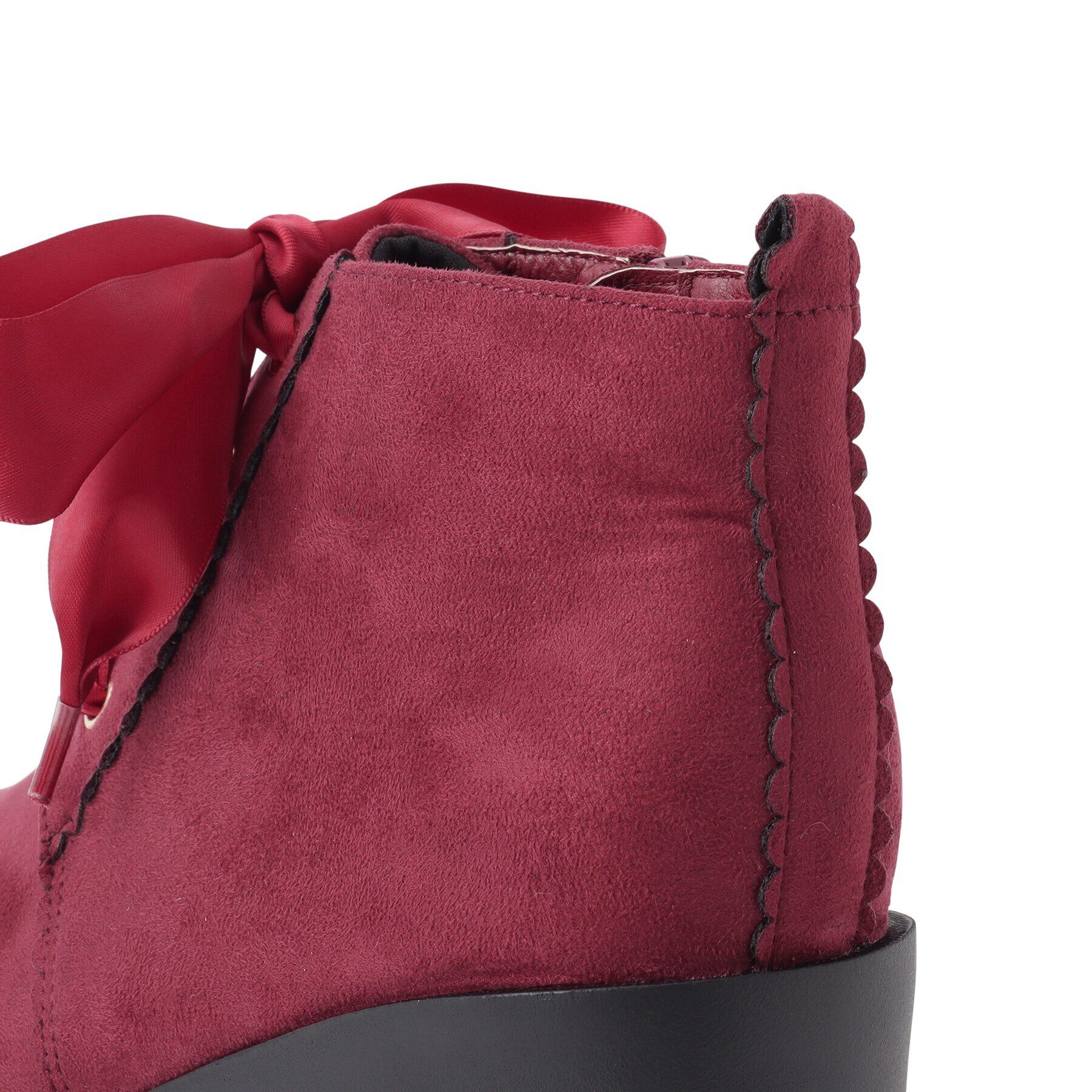 csT&P「厚底ガーリーレースアップフラワーカットブーツ」|ショートブーツ|