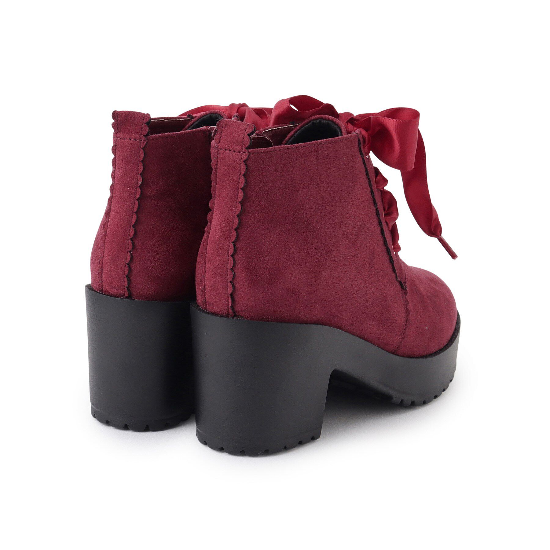 csT&P「厚底ガーリーレースアップフラワーカットブーツ」|ショートブーツ|