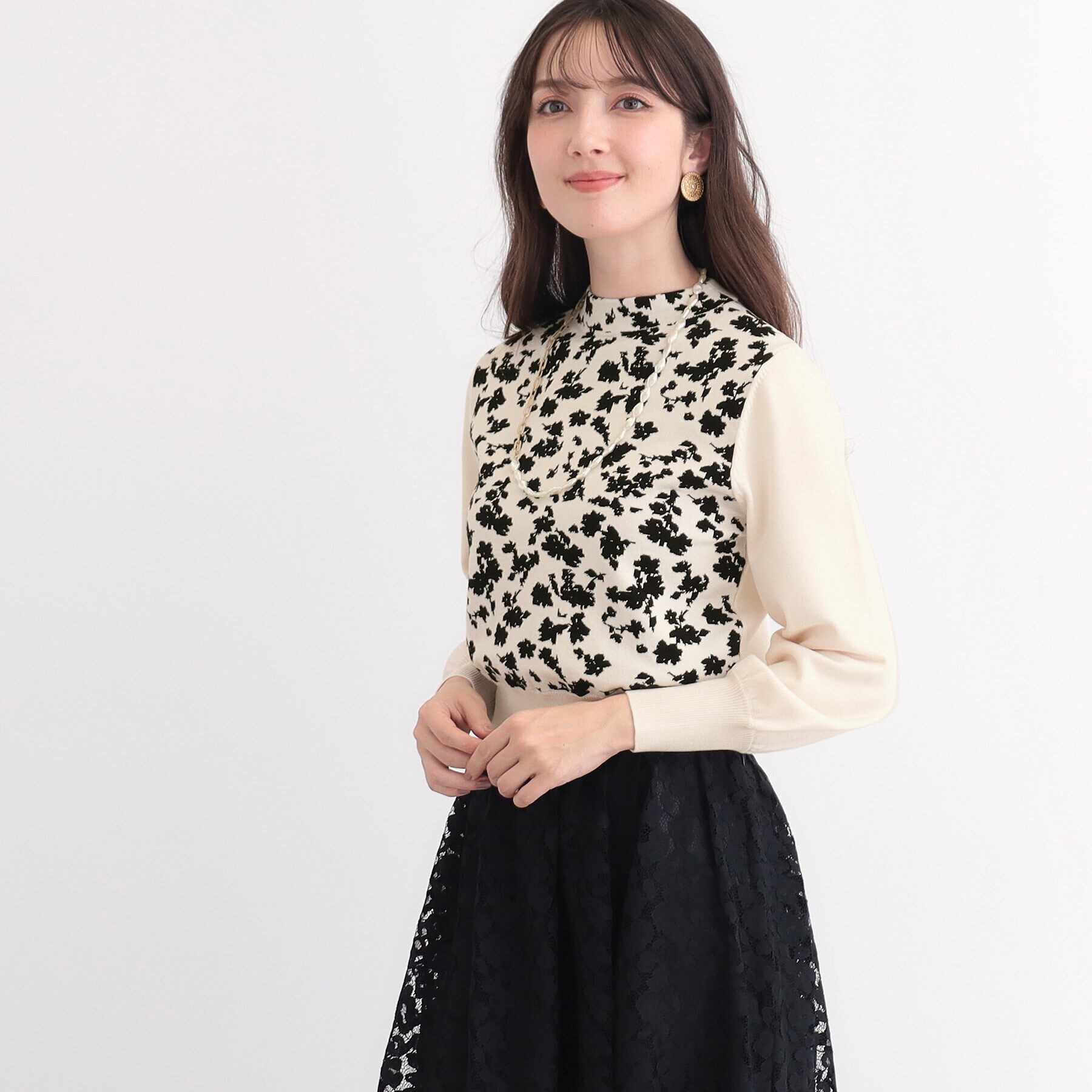 SunaUna「【春色！／フラワージャカード】フェミニンニット」|ニット・セーター|