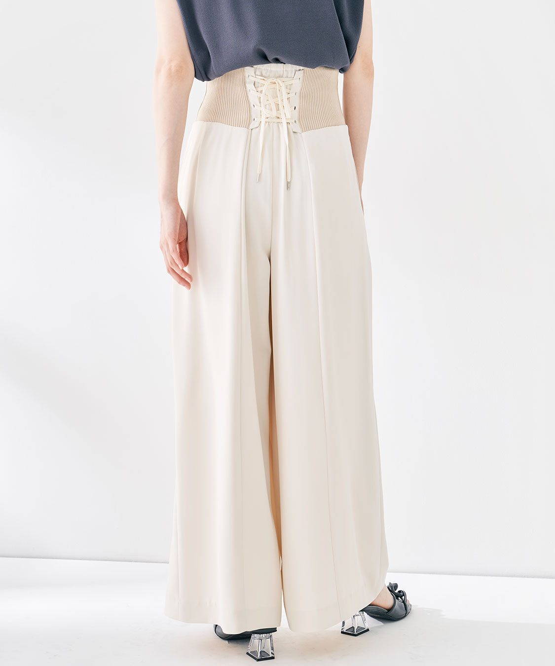 COCO DEAL「コルセットリブワイドパンツ」|スラックス|