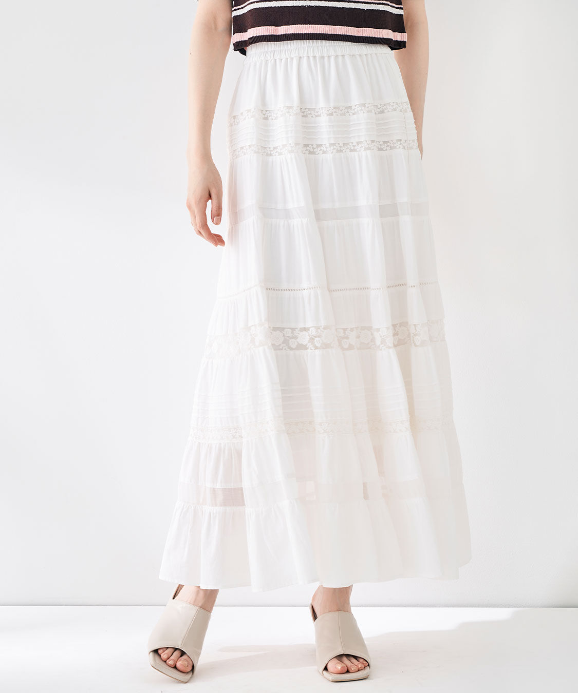 COCO DEAL「レース切替ティアードスカート」|スカート|