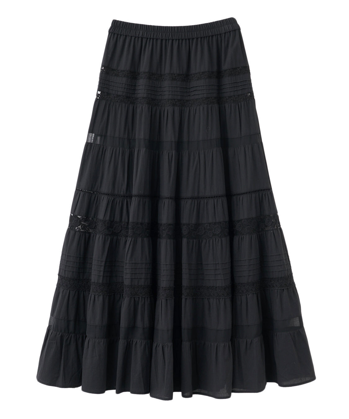 COCO DEAL「レース切替ティアードスカート」|スカート|ブラック