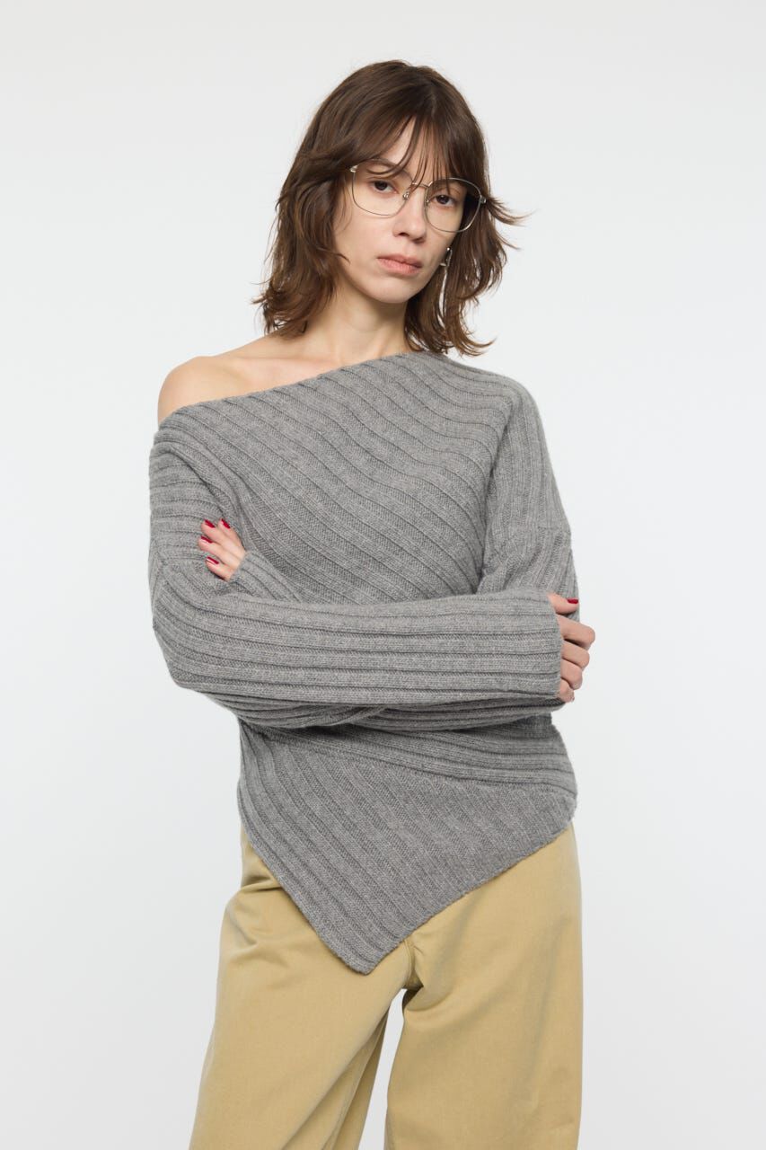 MOUSSY「ASYMMETRY RIB ニット」|ニット・セーター|