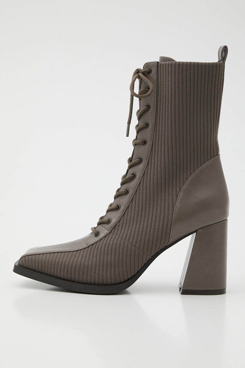 rienda「レースUP Knitショートブーツ」|その他|L/BRN1