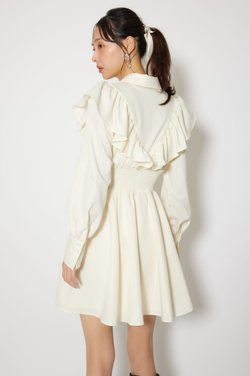 rienda「フロントZIPフリルミニシャツワンピース」|ワンピース|