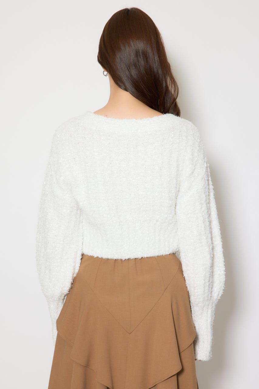 rienda「デザインボタンオフショルニットカーディガントップス」|ニット・セーター|