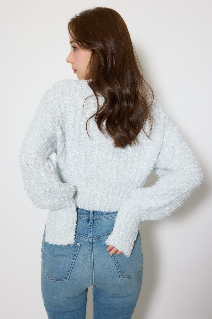 rienda「デザインボタンオフショルニットカーディガントップス」|ニット・セーター|