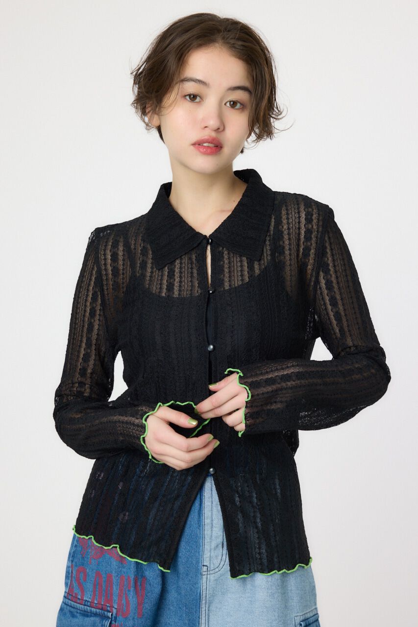 RODEO CROWNS「POINT COLOR シアーシャツ」|Tシャツ・カットソー|BLK