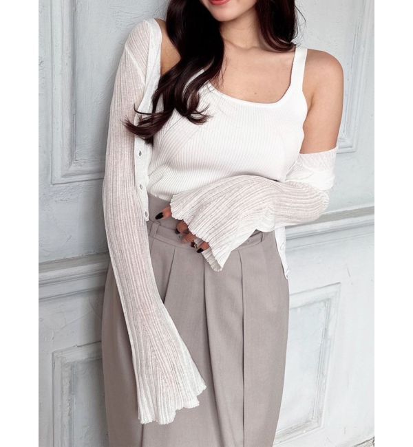 RESEXXY「シアーニットタイトカーディガン【セットアップ着用可能】」|カーディガン|ホワイト