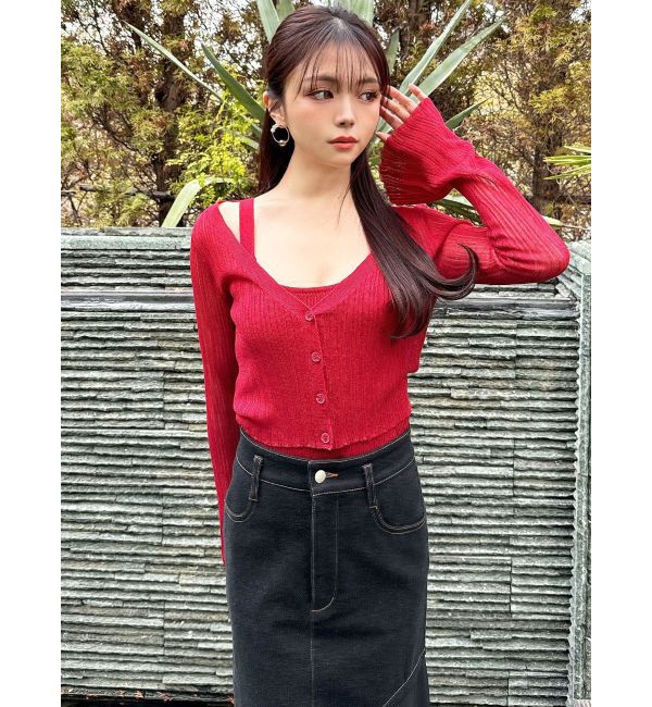 RESEXXY「シアーニットタイトカーディガン【セットアップ着用可能】」|カーディガン|