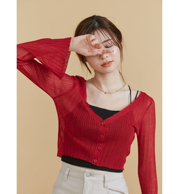 RESEXXY「シアーニットタイトカーディガン【セットアップ着用可能】」|カーディガン|