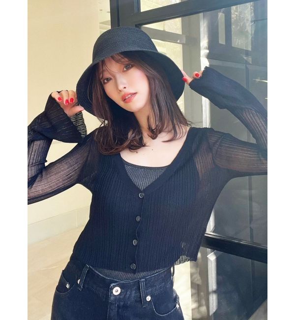 RESEXXY「シアーニットタイトカーディガン【セットアップ着用可能】」|カーディガン|ブラック