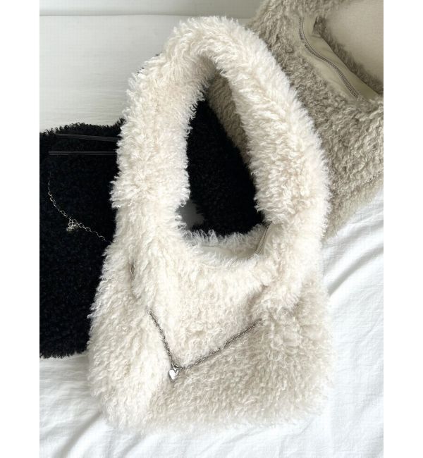 EMODA「【WEB限定】フェイクファーバルキーバッグ」|ハンドバッグ|アイボリー