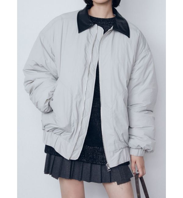 EMODA「オーバーカラーボンバージャケット」|ブルゾン・スタジャン|グレー