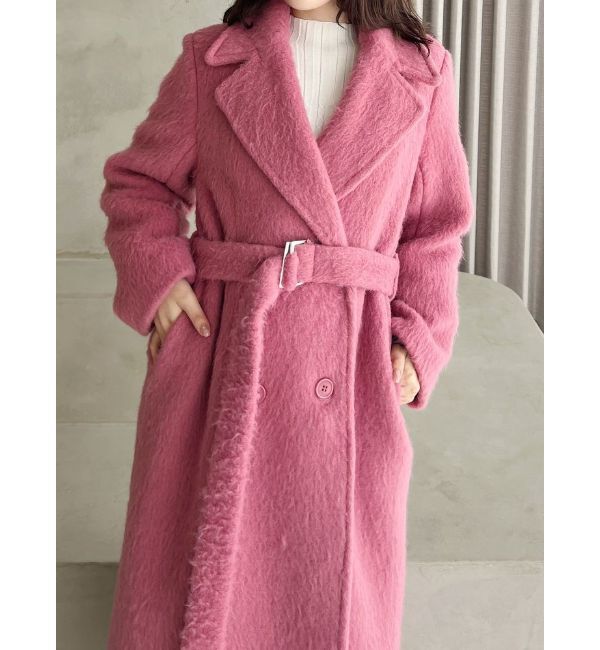 MERCURYDUO「シャギーロングチェスターコート」|チェスターコート|ピンク