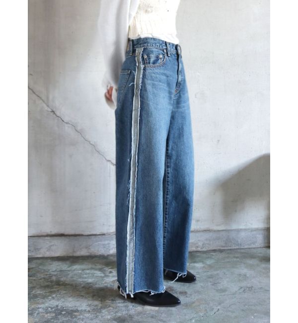 Ungrid「サイドカットオフストレートデニム」|デニム|