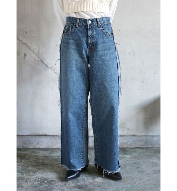 Ungrid「サイドカットオフストレートデニム」|デニム|