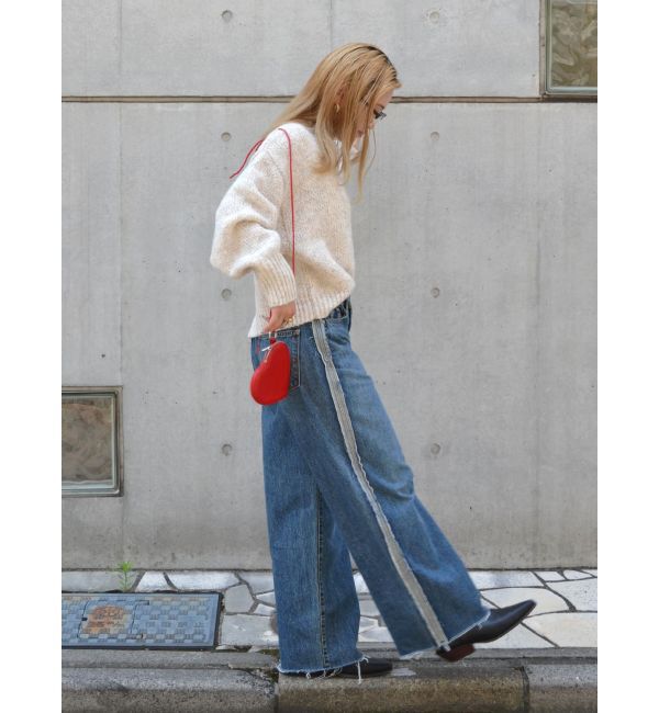 Ungrid「サイドカットオフストレートデニム」|デニム|