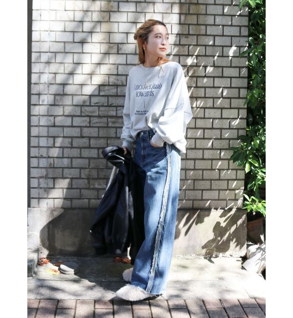 Ungrid「サイドカットオフストレートデニム」|デニム|