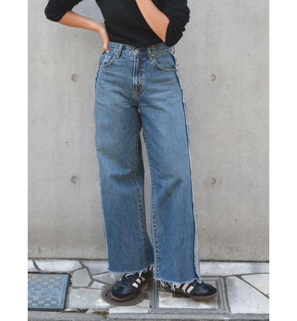 Ungrid「サイドカットオフストレートデニム」|デニム|