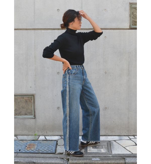 Ungrid「サイドカットオフストレートデニム」|デニム|
