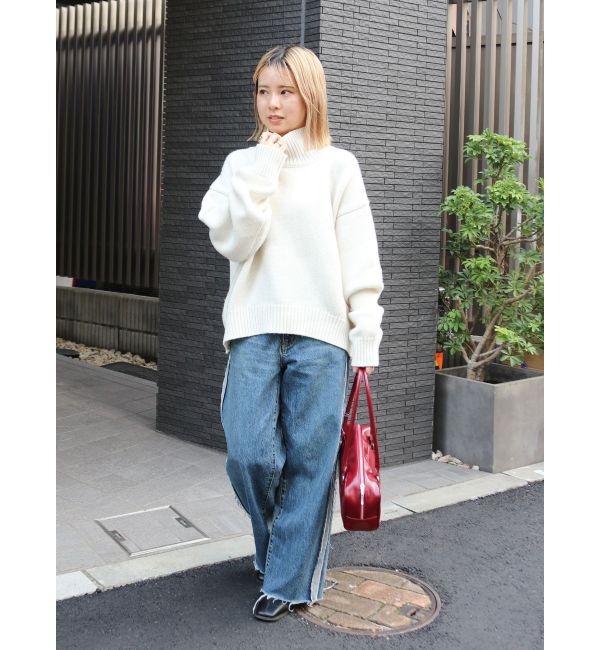 Ungrid「サイドカットオフストレートデニム」|デニム|