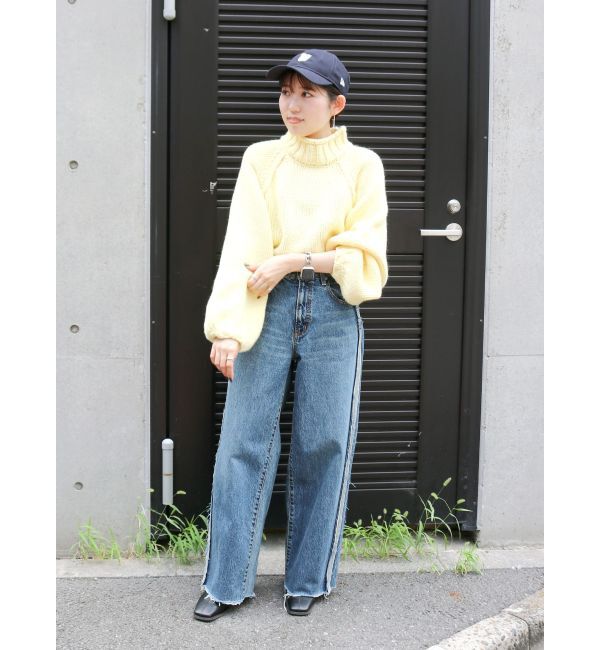 Ungrid「サイドカットオフストレートデニム」|デニム|