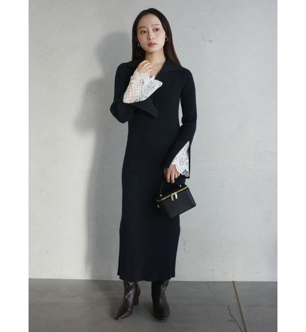 ラメブレンドレースカフスニットワンピース（LAGUNAMOON）｜ルミネの