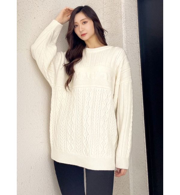 GYDA「BODACIOUS ケーブルニットトップス」|ニット・セーター|アイボリー
