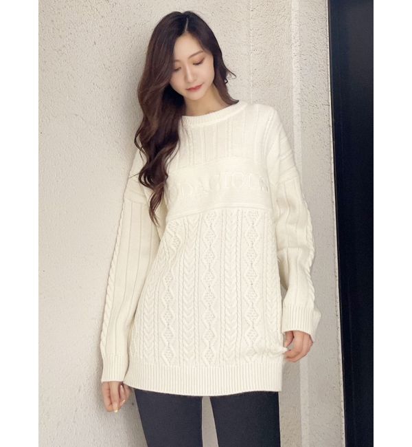 GYDA「BODACIOUS ケーブルニットトップス」|ニット・セーター|