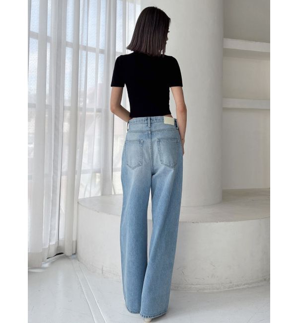 GYDA「ハイウエストRIPPERSワイドパンツ」|デニム|