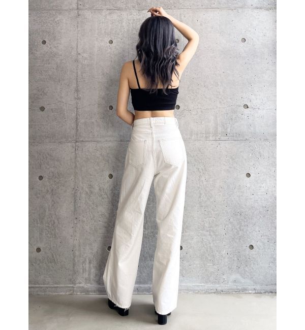 GYDA「ハイウエストRIPPERSワイドパンツ」|デニム|