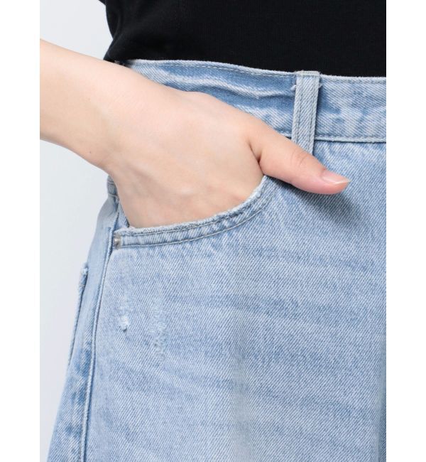 GYDA「ハイウエストRIPPERSワイドパンツ」|デニム|