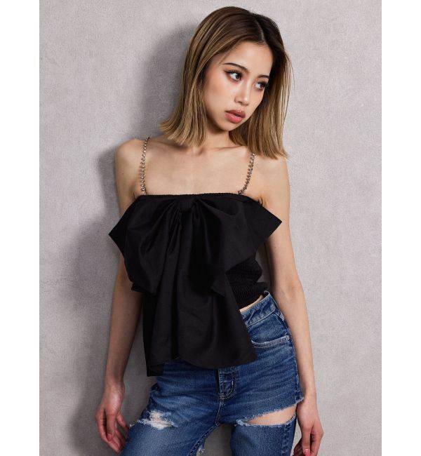 GYDA「ビジューストーンストラップ2WAYリボンブラウス」|シャツ・ブラウス|