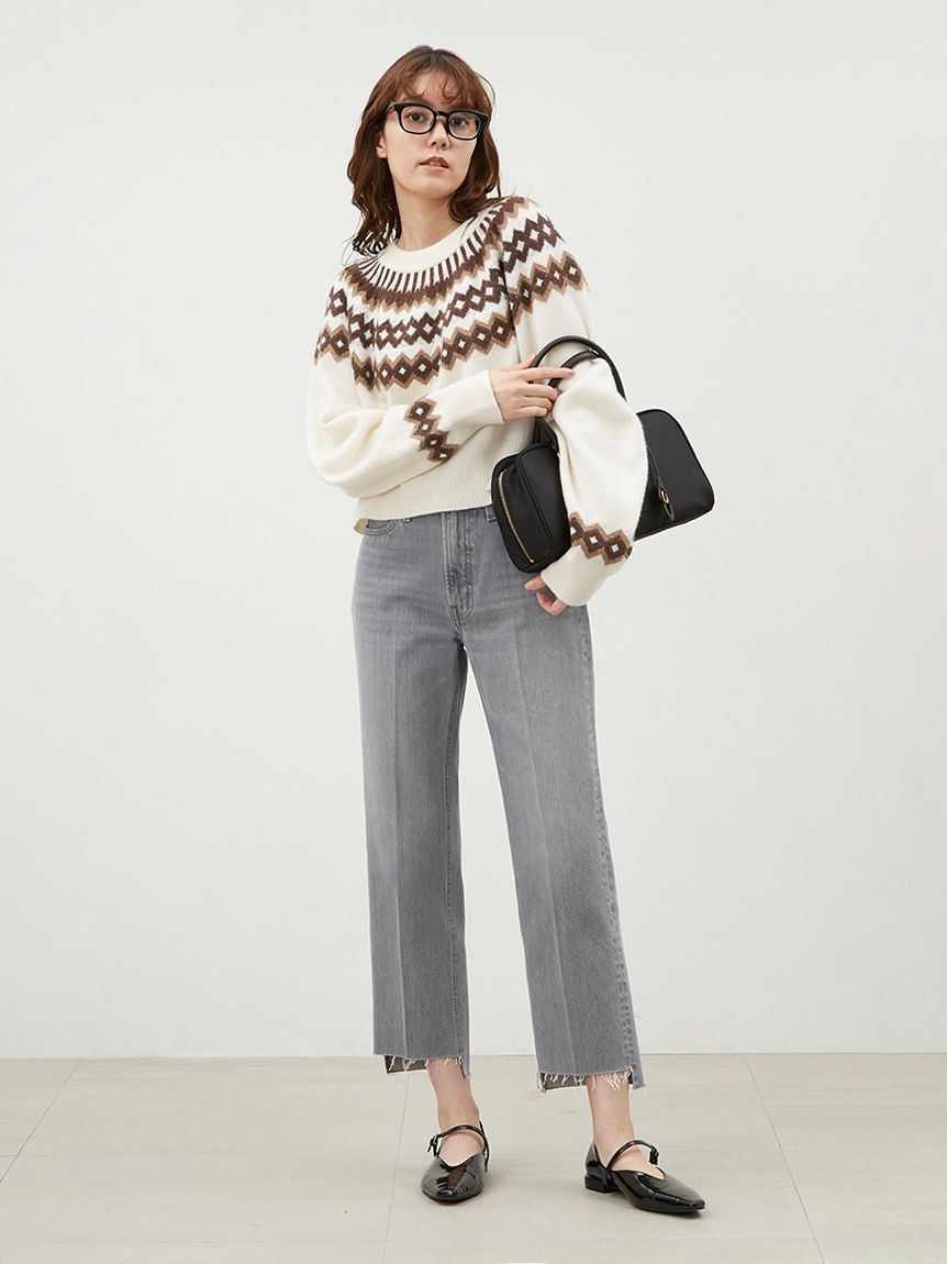 Mila Owen「裾段差テーパードデニムパンツ」|デニム|