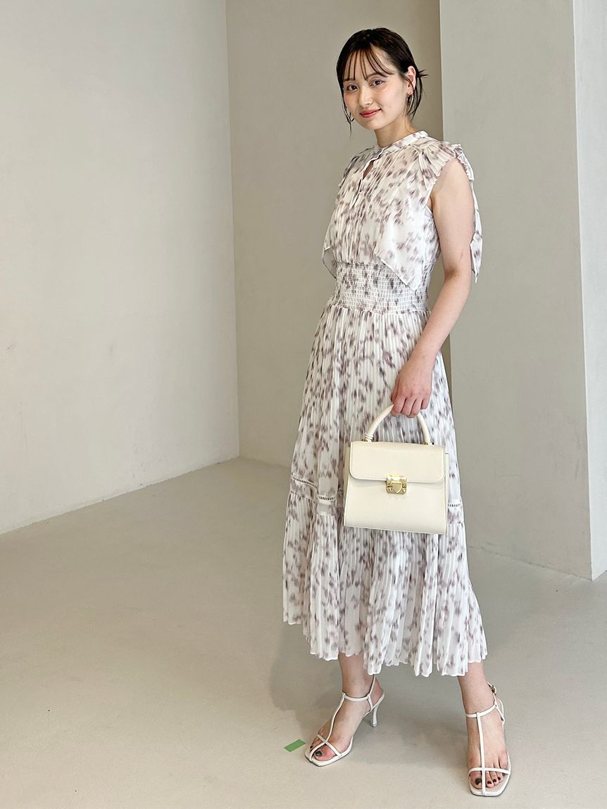 SNIDEL「Sustainableヘアラインフラワープリントワンピース」|ワンピース|GRY