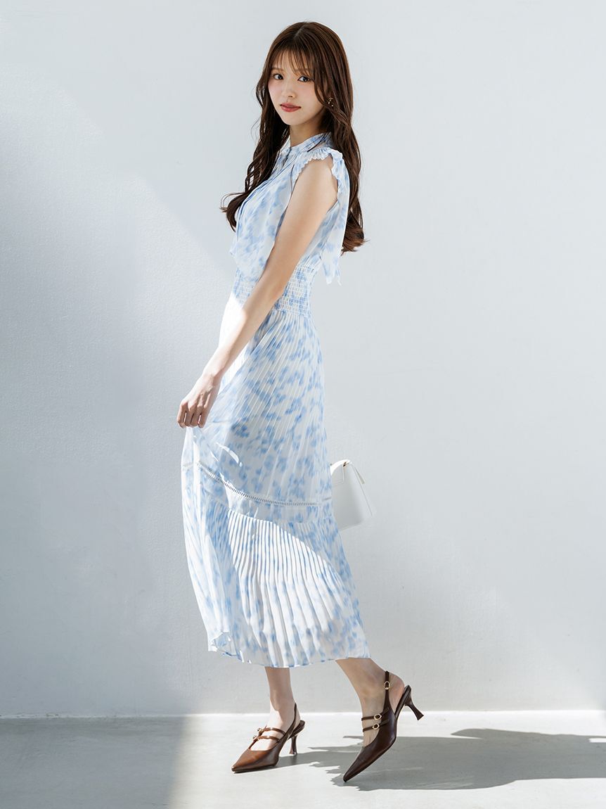 SNIDEL「Sustainableヘアラインフラワープリントワンピース」|ワンピース|BLU