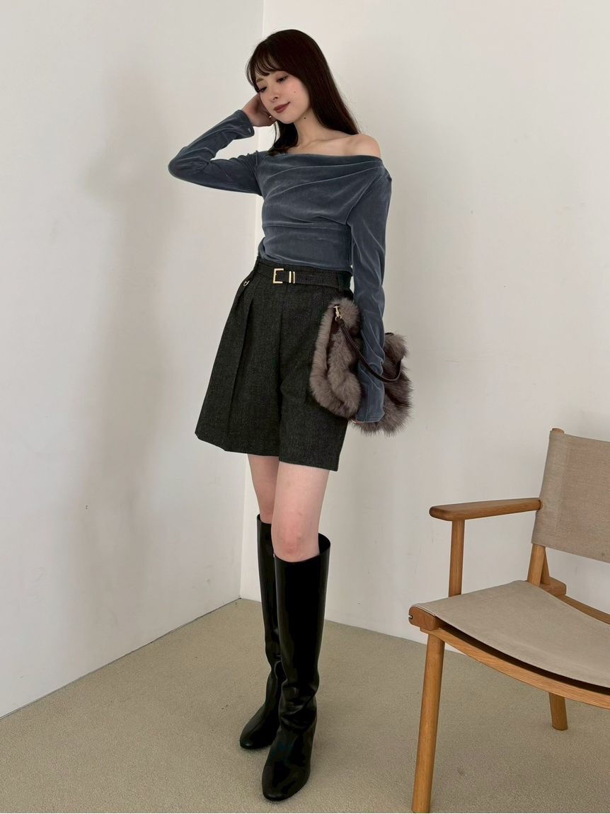 FRAY I.D デコルテタックフロッキーチュールトップス ブラック デコルテタックフロッキーチュールトップス（FRAY I.D）｜ルミネの