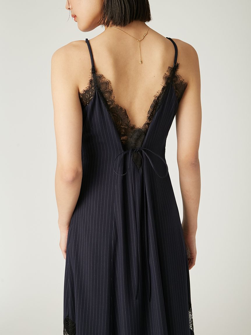 【新品未使用タグ付き】FRAY ID レーストリムスリップワンピース レーストリムスリップワンピース(マキシ・ロングワンピース