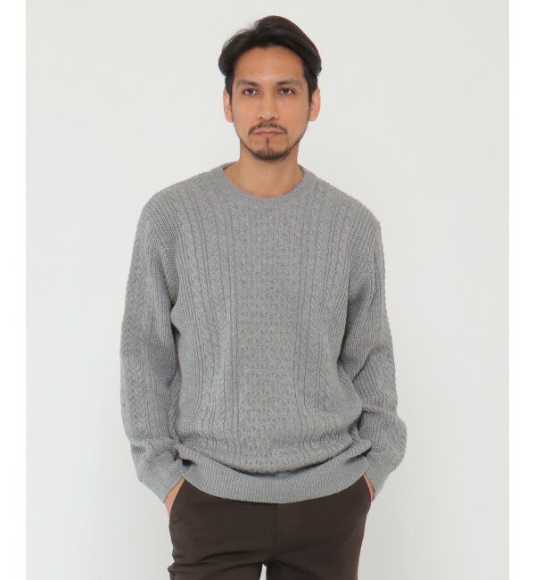 ikka「アラン柄ケーブルECOニット 2」|プルオーバー|グレイ