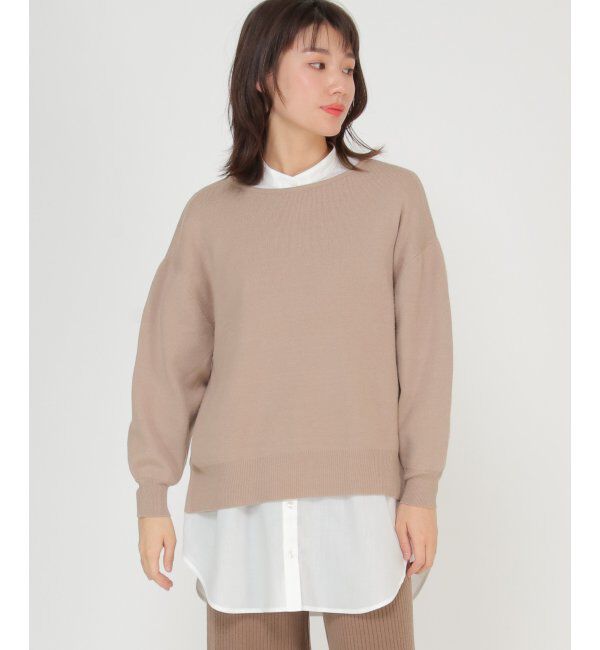 ikka「ニットプルオーバーシャツチュニックアンサンブル」|ニット・セーター|ベージュ