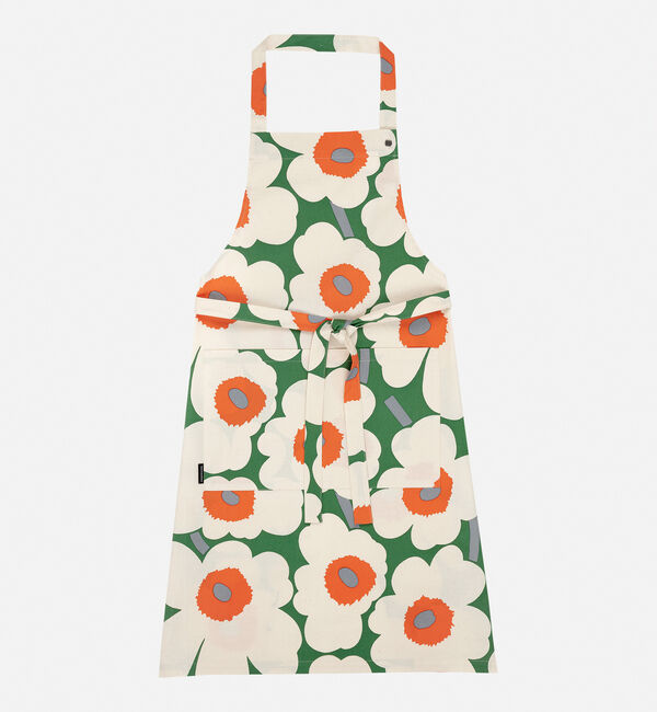 Marimekko「Pieni Unikko エプロン」|その他|グリーン&times;オレンジ
