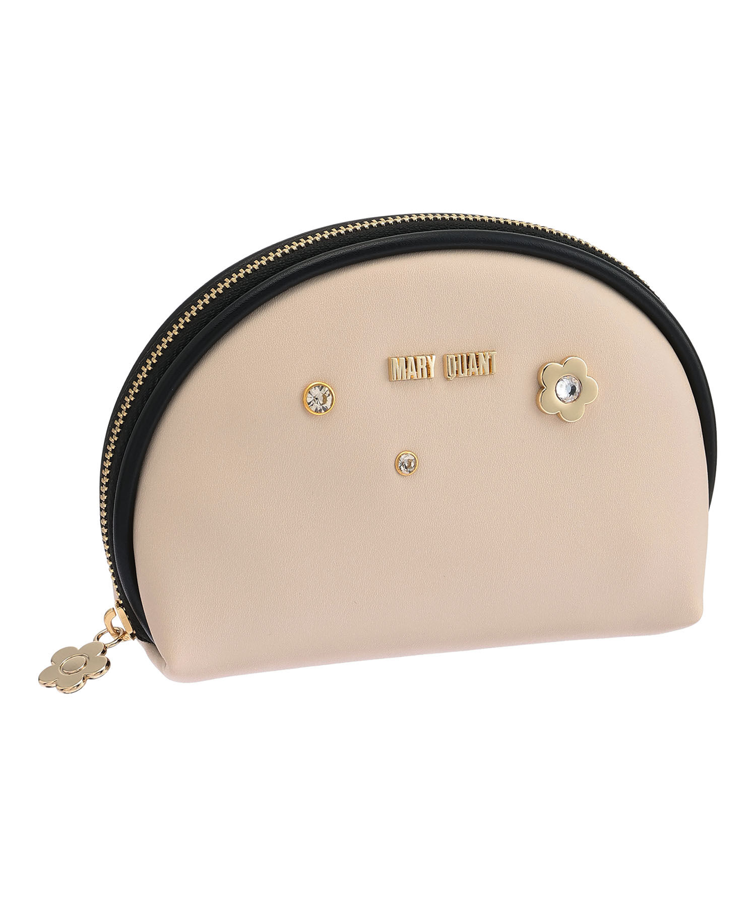 MARY QUANT「メタルビジュー ラウンドポーチ」|ポーチ|ベージュ